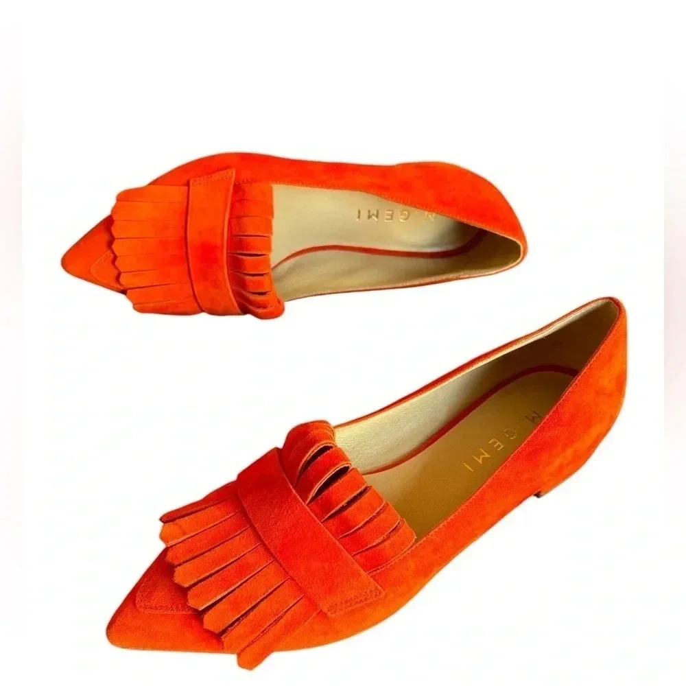 M. Gemi Pointed Fringe Slip On Suede Burnt Orange Size 35 - Picture 10 of 12